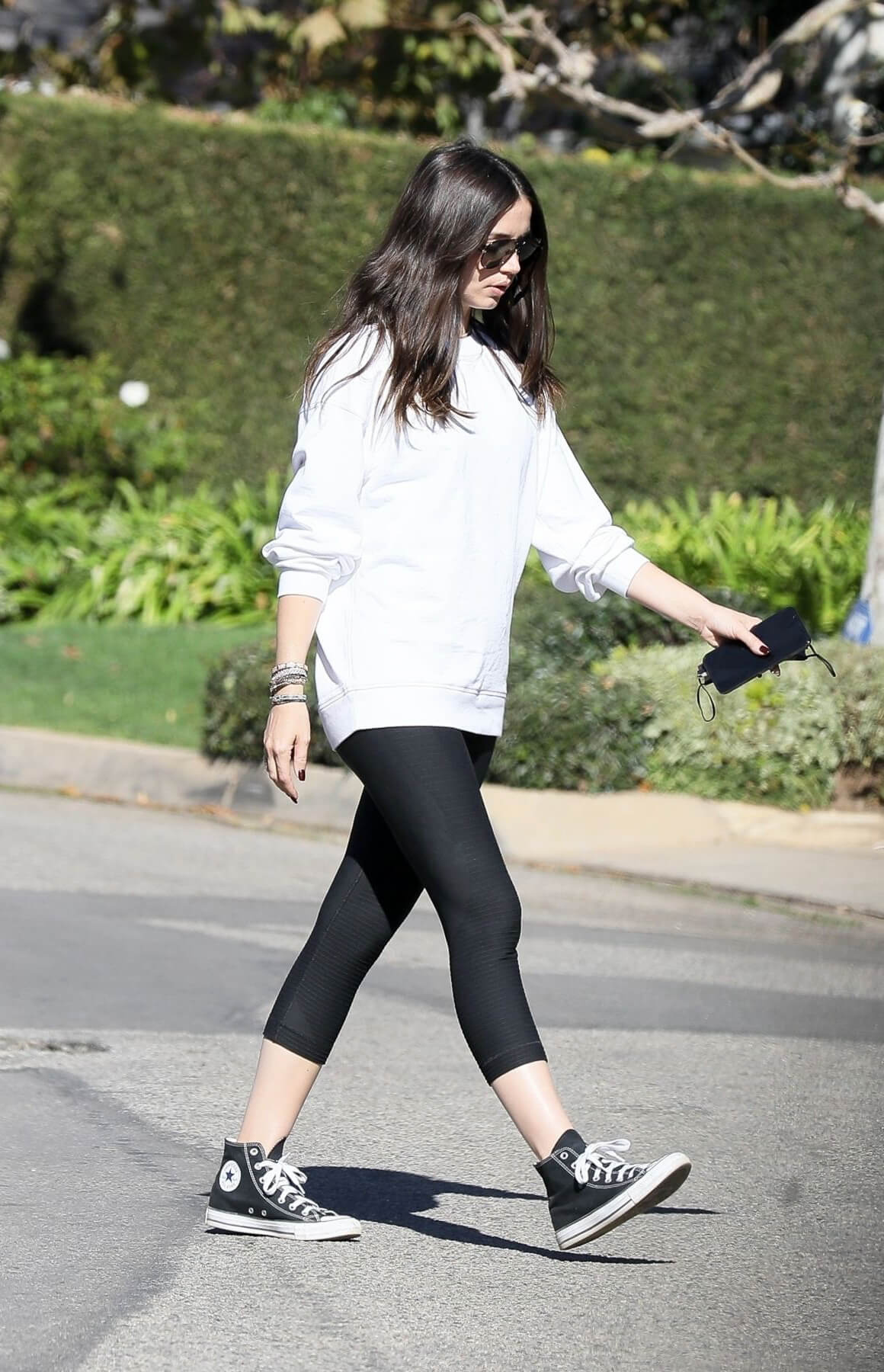 Ana de Armas in White Top and Tights Out and About in Brentwood 12/04